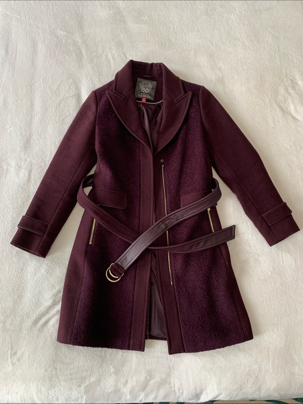 Vince Camuto Belted Trench Coat in Plum